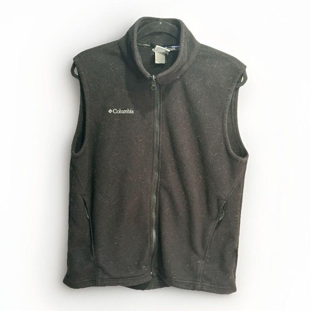 Vintage Columbia Full Zip Black Fleece Vest Zip Pockets Women’s M